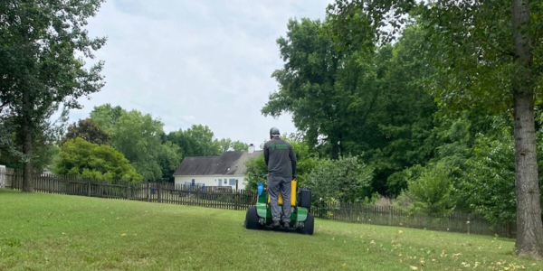 Man mowing lawn