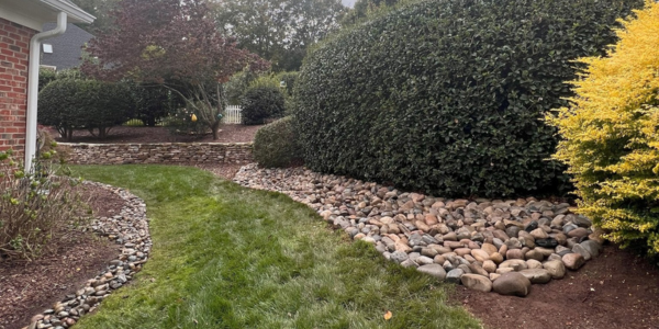 Yard drainage solution installed by Edison Landscaping in Raleigh, NC