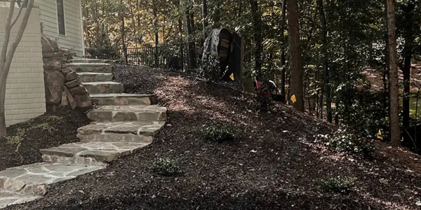 Stone pathway installed by Edison Landscaping in Raleigh, NC